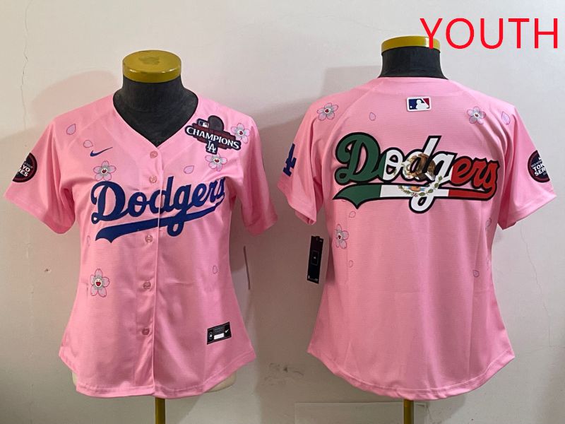 Youth Los Angeles Dodgers Blank Pink Sakura Edition 2025 Nike MLB Jersey style 9